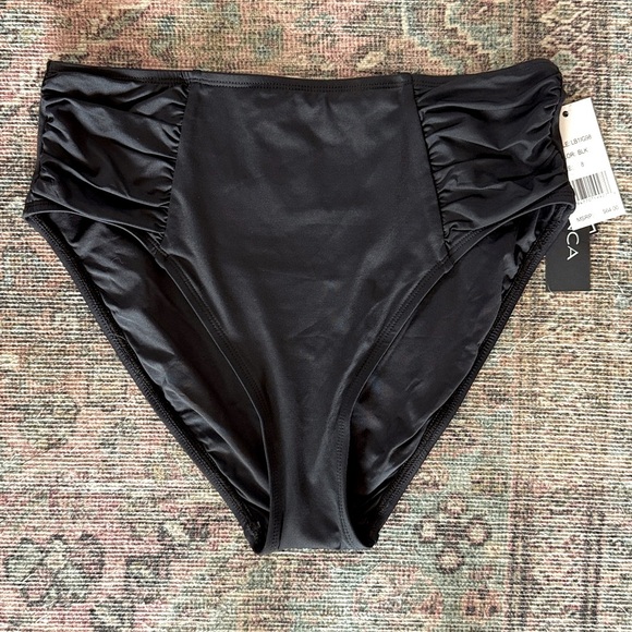 NWT LA BLANCA Island Goddess High Waist Tummy Control Bikini Bottom in Black 8 - Picture 4 of 6